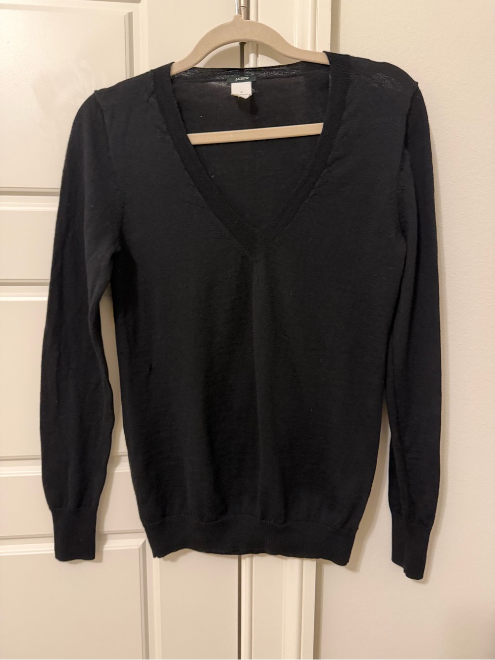 J. Crew Black V-Neck Lightweight Knit Sweater